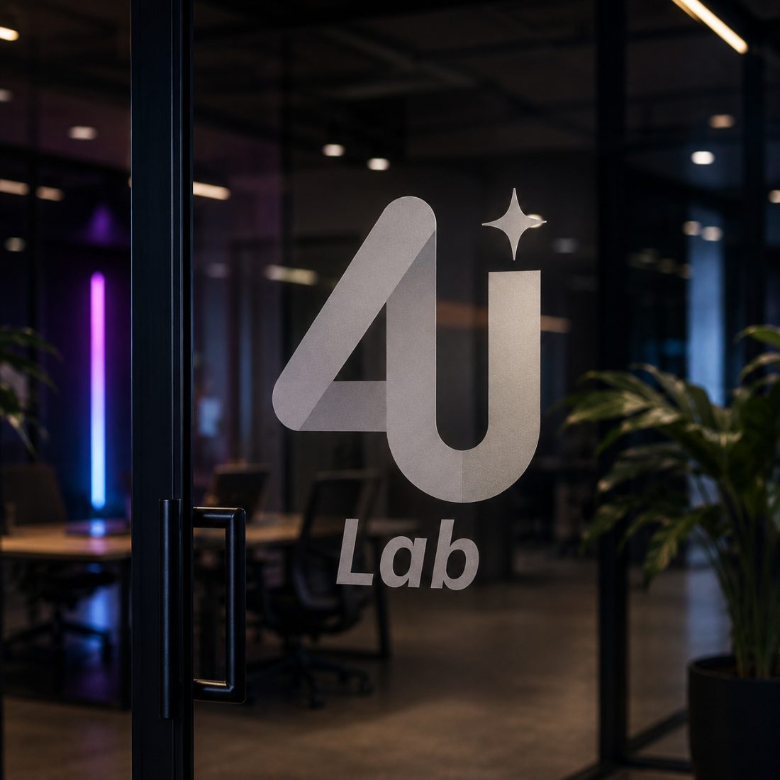 Vinilo en puerta de vidrio 4U Lab