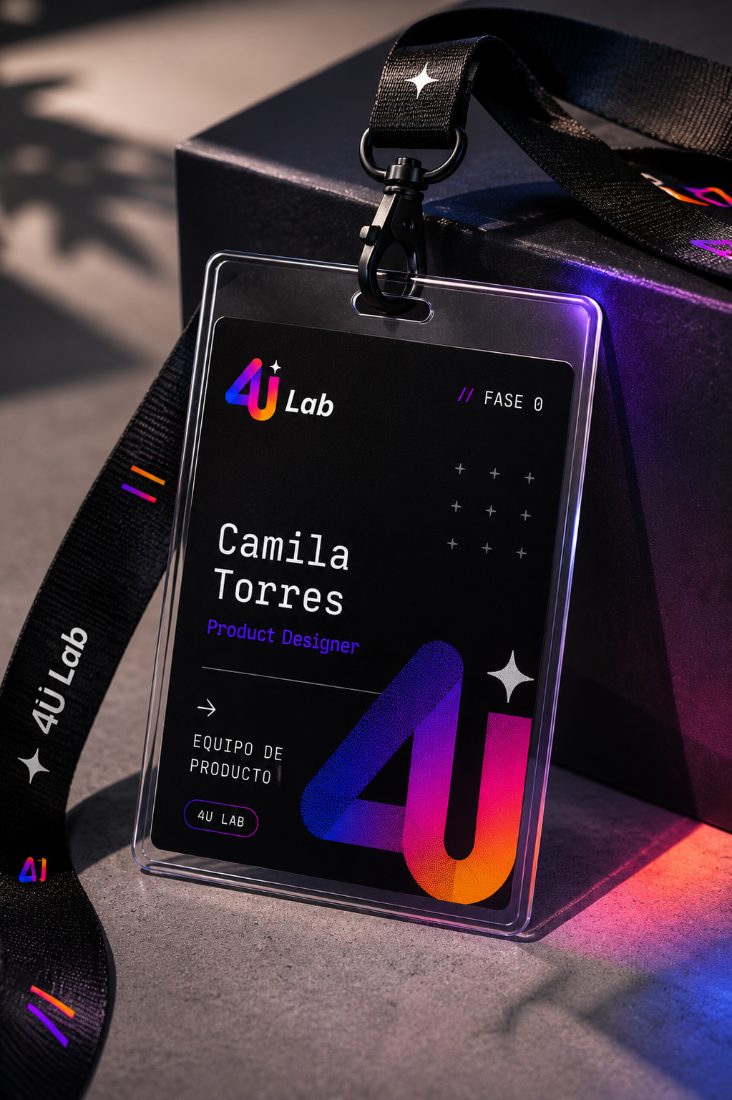 Credencial y lanyard 4U Lab