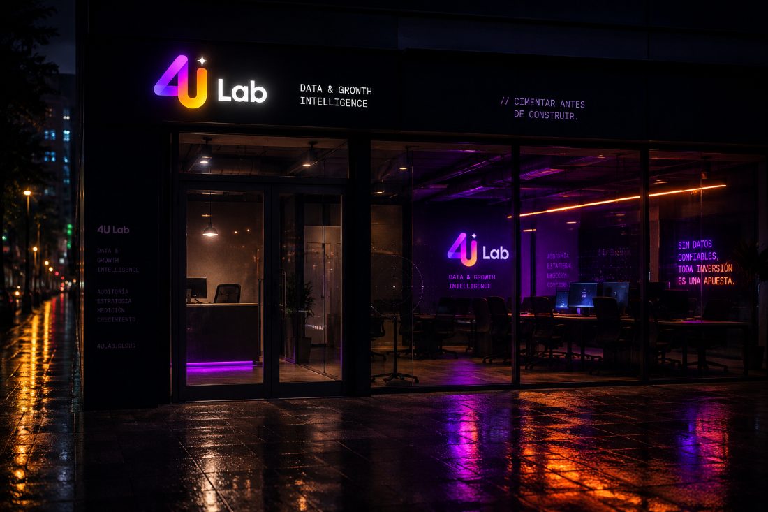 Fachada nocturna 4U Lab