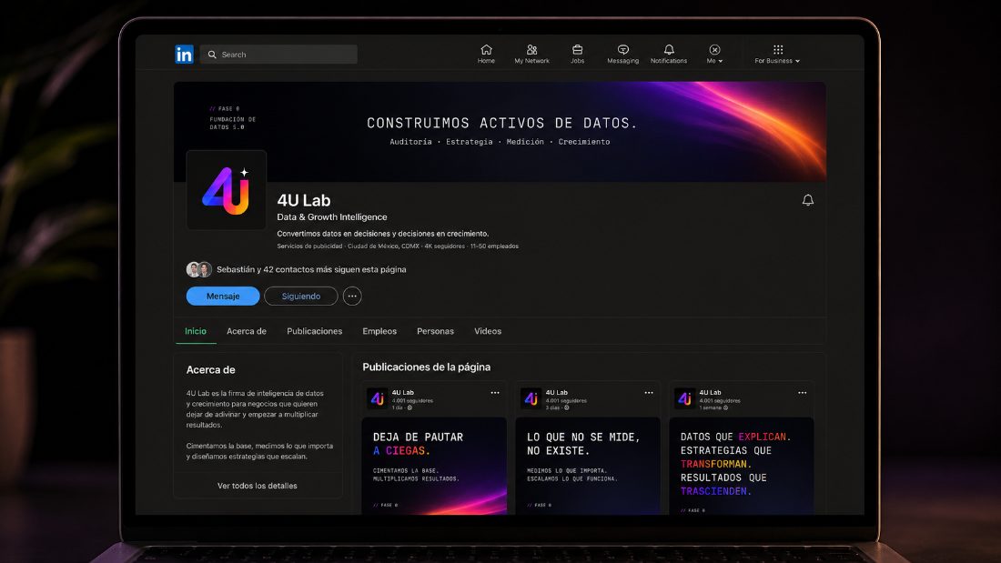 Sitio 4U Lab en pantalla real